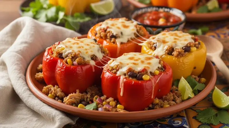 Mexican Chicken & Quinoa Stuffed Peppers